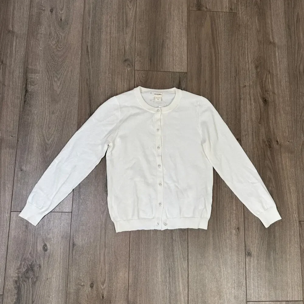 Crewcuts By J.Crew Pearl Button Casey Cardigan Girls XL Cream Crew Neck Sweater
